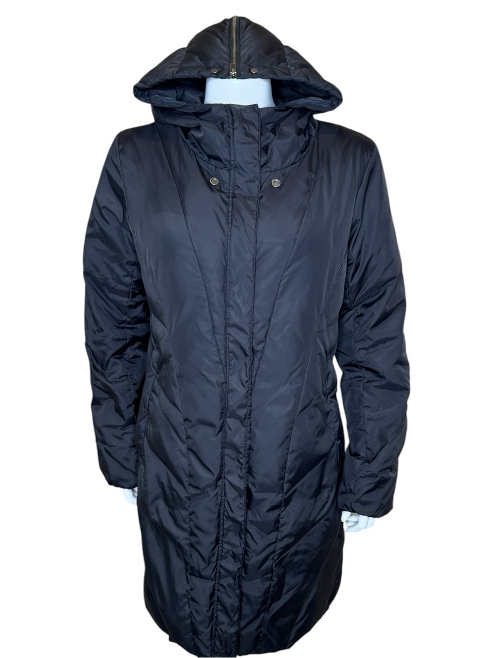 Eileen Fisher Down Puffer Coat M Mid Length Parka Jacket Quilted Insulated